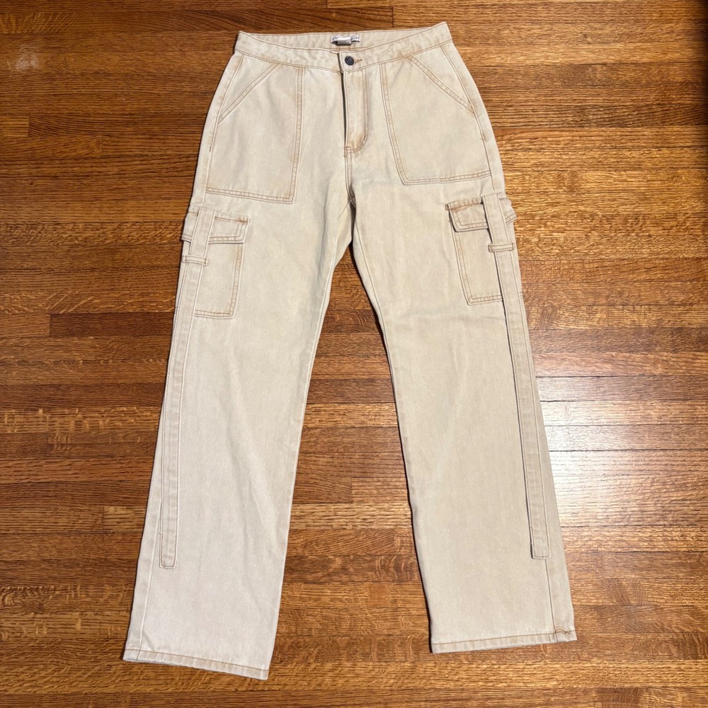 Sincerely Jules Beige High Rise Cargo Pants Women's Size‎ 7/27 Utility Casual
